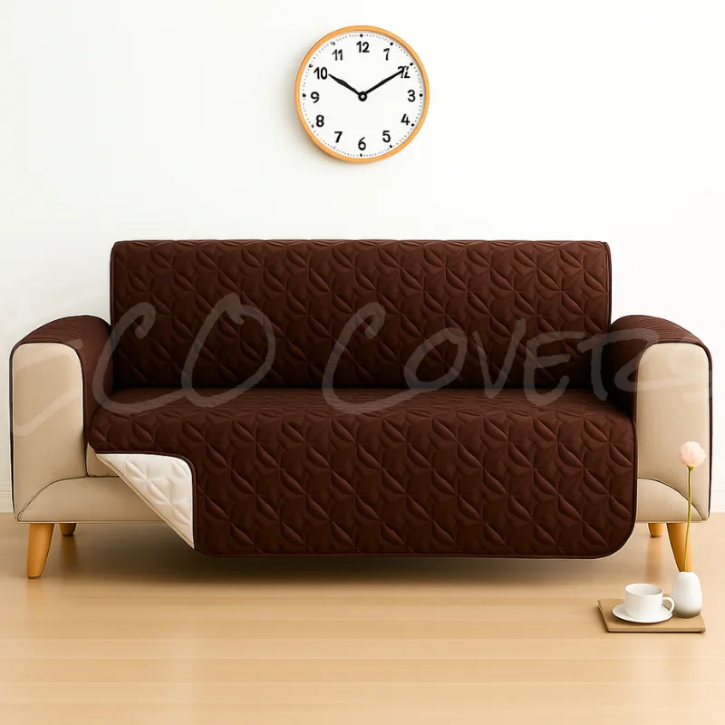 Ultrasonic Quilted Sofa Cover(Brown)