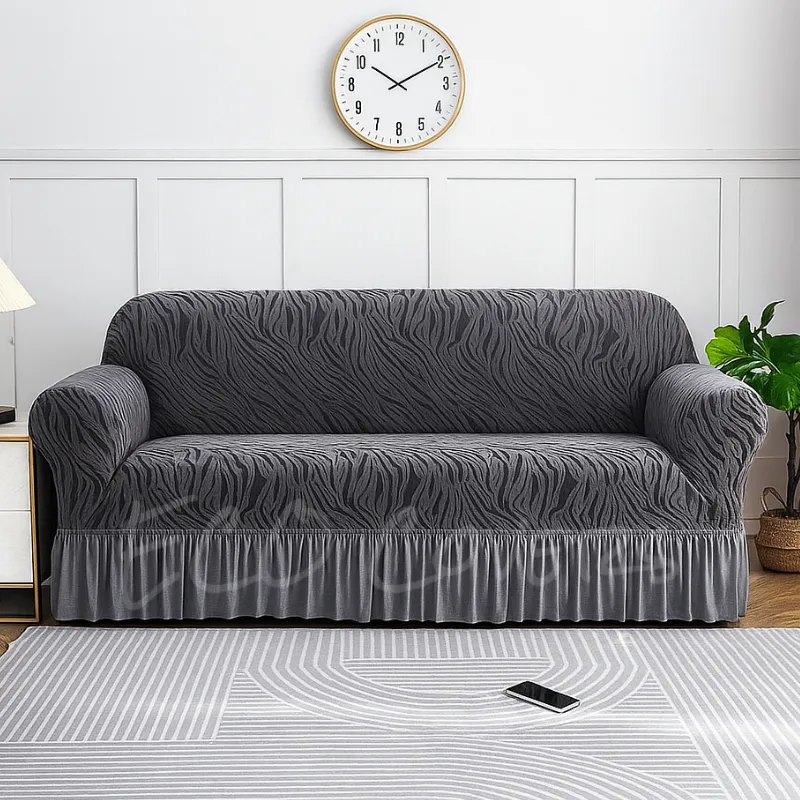 Grey Zebra Velvet Sofa Cover