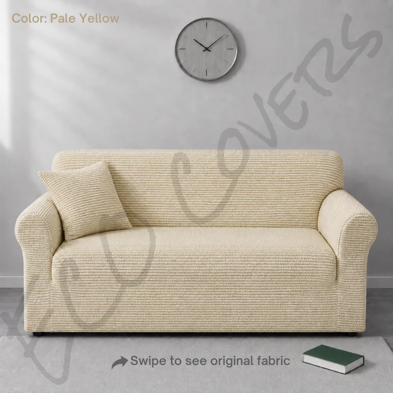 Jersey Sofa Cover (Pale Yellow) Plain Jersey Sofa Cover (Pale Yellow)