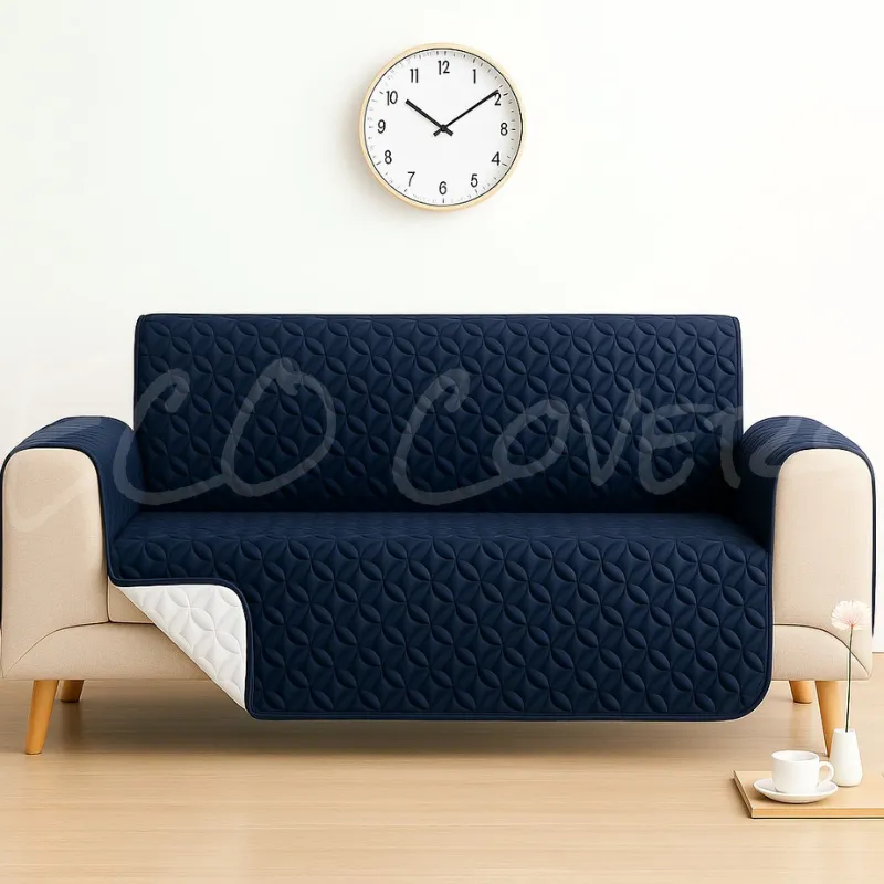 Ultrasonic Quilted Sofa Cover(Navy Blue)