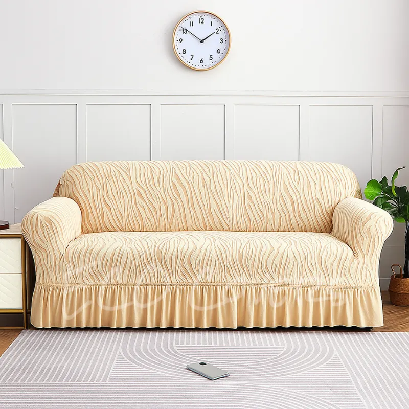 Off White Zebra Velvet Sofa Cover