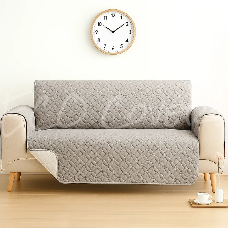 Ultrasonic Micro Fabric Cotton Quilted Sofa Cover(Silver)