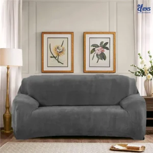 Plush Velvet Sofa Cover(Grey)